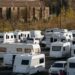 Caravan park with white cars in Bordeaux.
